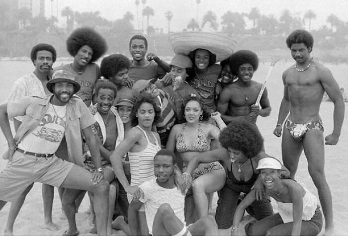 Beach party, 1970s.