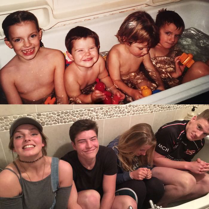 Brother and two cousins 14 years apart.