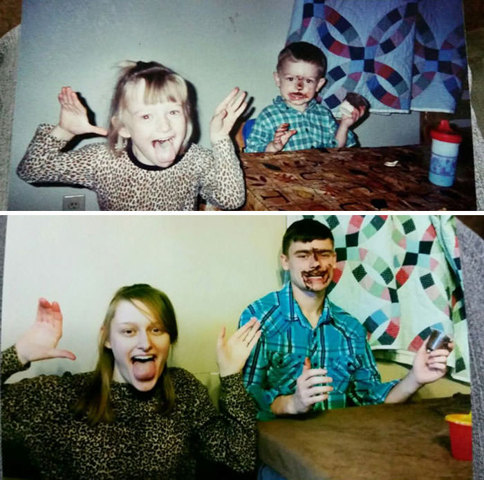 We did photo recreations for my mom.