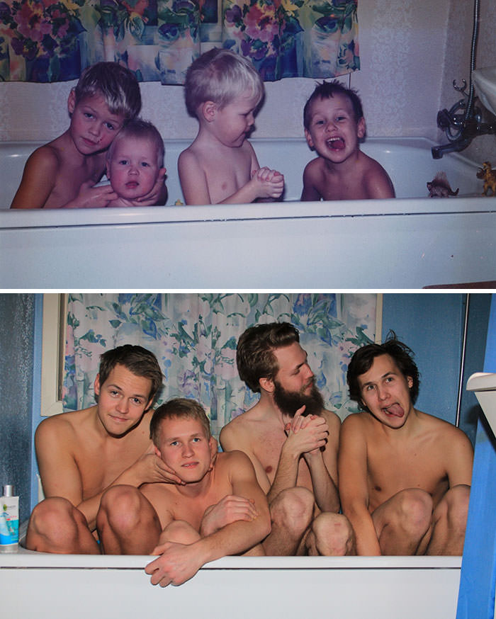 A childhood recreation pic of me, my brother, and two cousins.