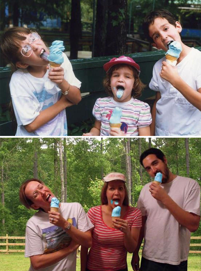 My sisters and I: then and now.