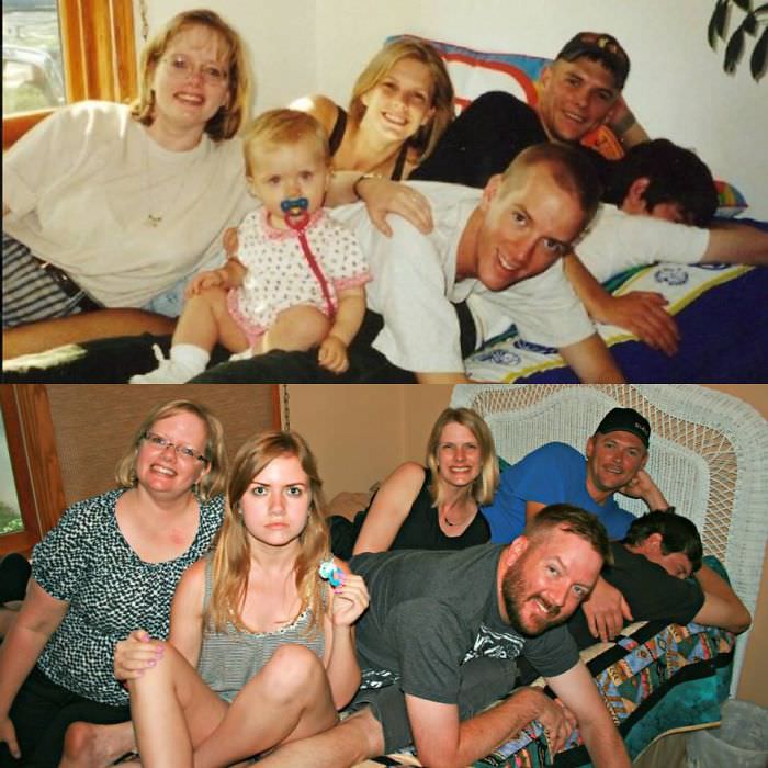 My 2 sisters, my niece, 2 cousins, and myself, 17 years apart.