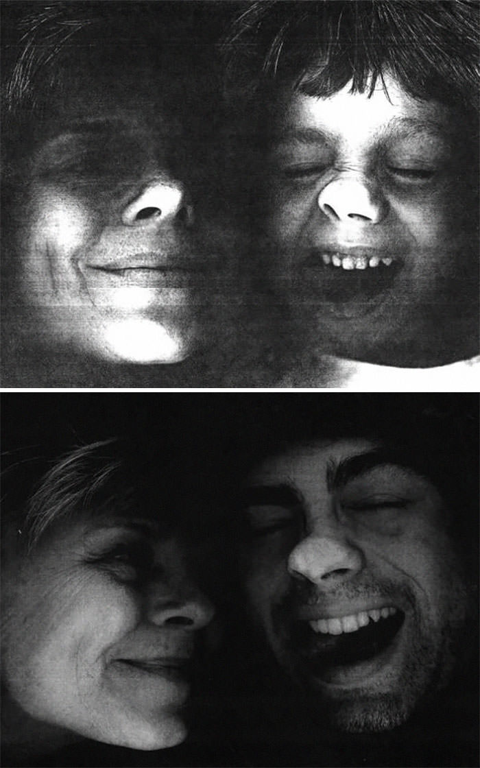 My son and I planted our faces on a copier, then and now.