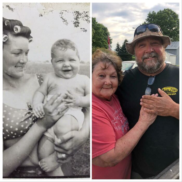 My grandma and dad 1966 and 2020.