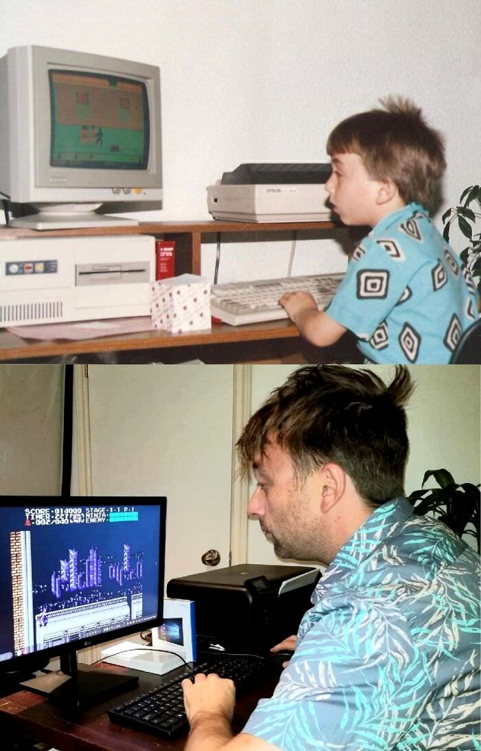 I found an old pic of me playing computer games. As it turns out, I haven't changed very much.
