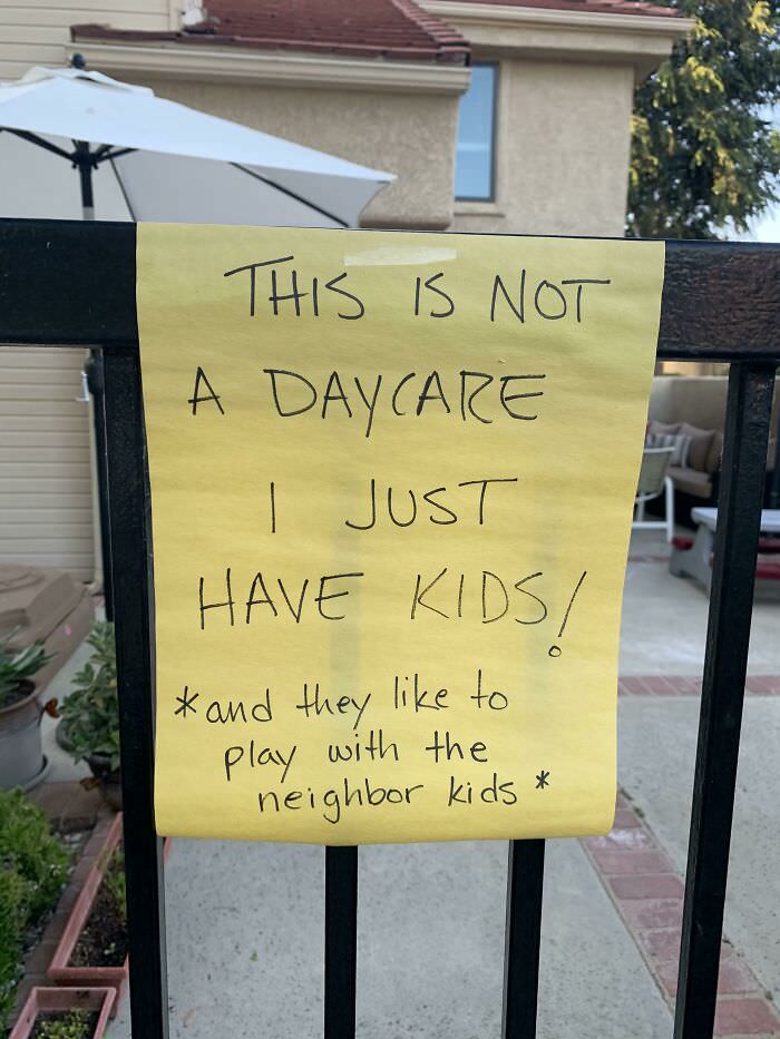 Kids are having fun with friends, so a neighbor reported to HOA that they must be running a childcare.