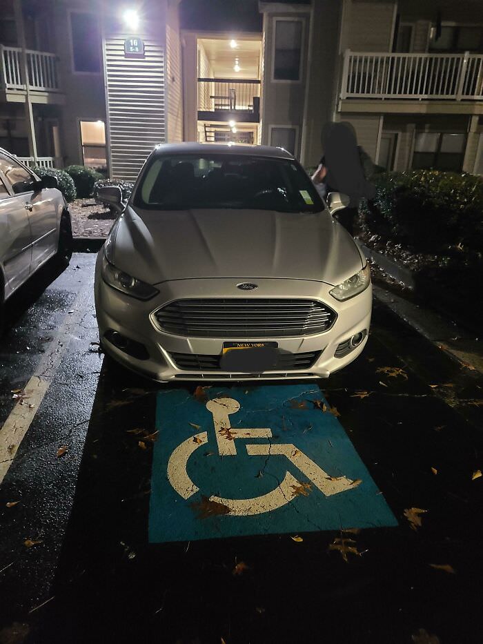 My neighbor, who is not registered for disability, constantly parks in the disabled spot. She will sit in a spot nearby till it opens to make sure she can claim it if it's blocked for whatever reason.