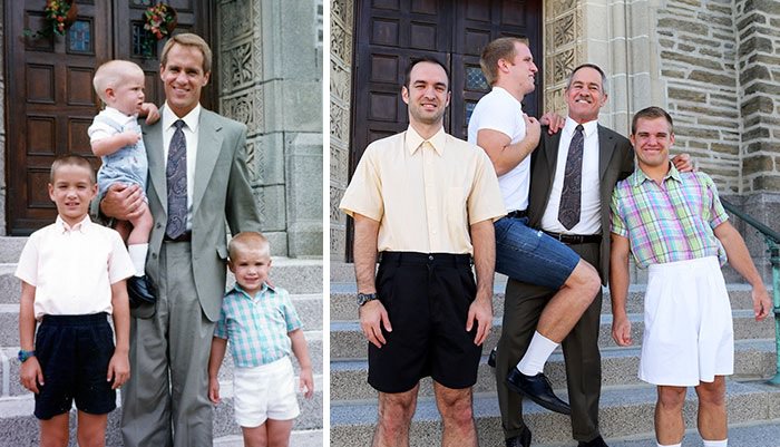 Siblings childhood photos recreation