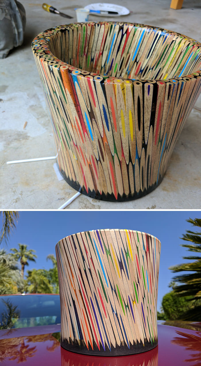 Colored pencil Mother's Day popcorn bowl for my wife.