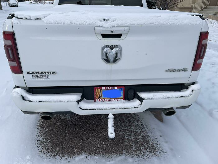 Replaced my brother’s license plate frame as a surprise late Christmas gift.