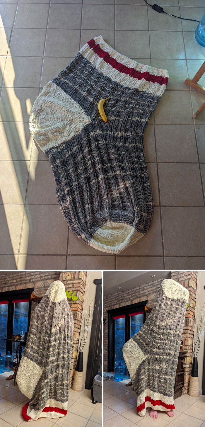 My partner knit me a giant sock for Christmas.