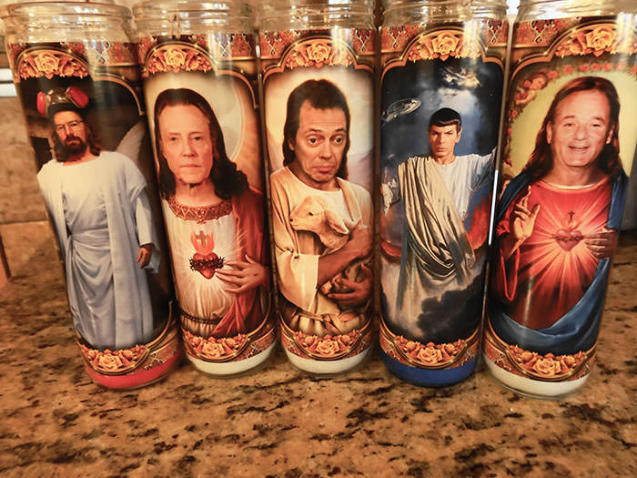 Every year my dad gets us odd religious candles around the holidays. This year he really outdid himself.
