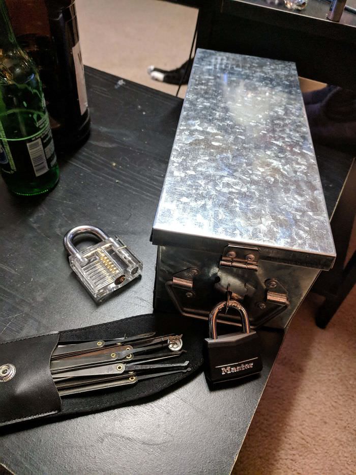 My friend for a week has been saying he bought me a skill for Christmas. Well today I found out the skill. It's a locked box and a lock picking kit. Apparently, my actual gift is inside.