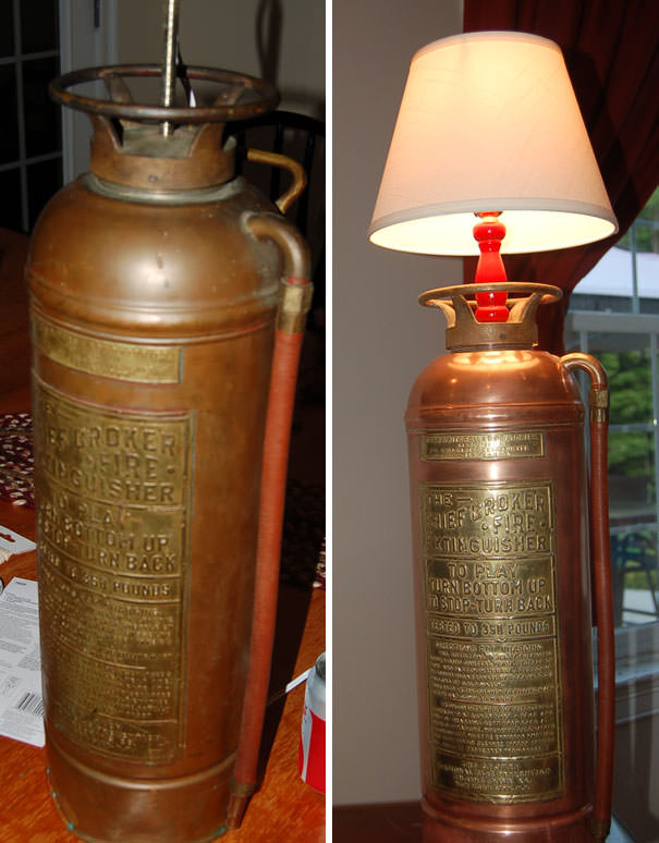 Restored a 1910 fire extinguisher as a gift for my firefighter girlfriend.