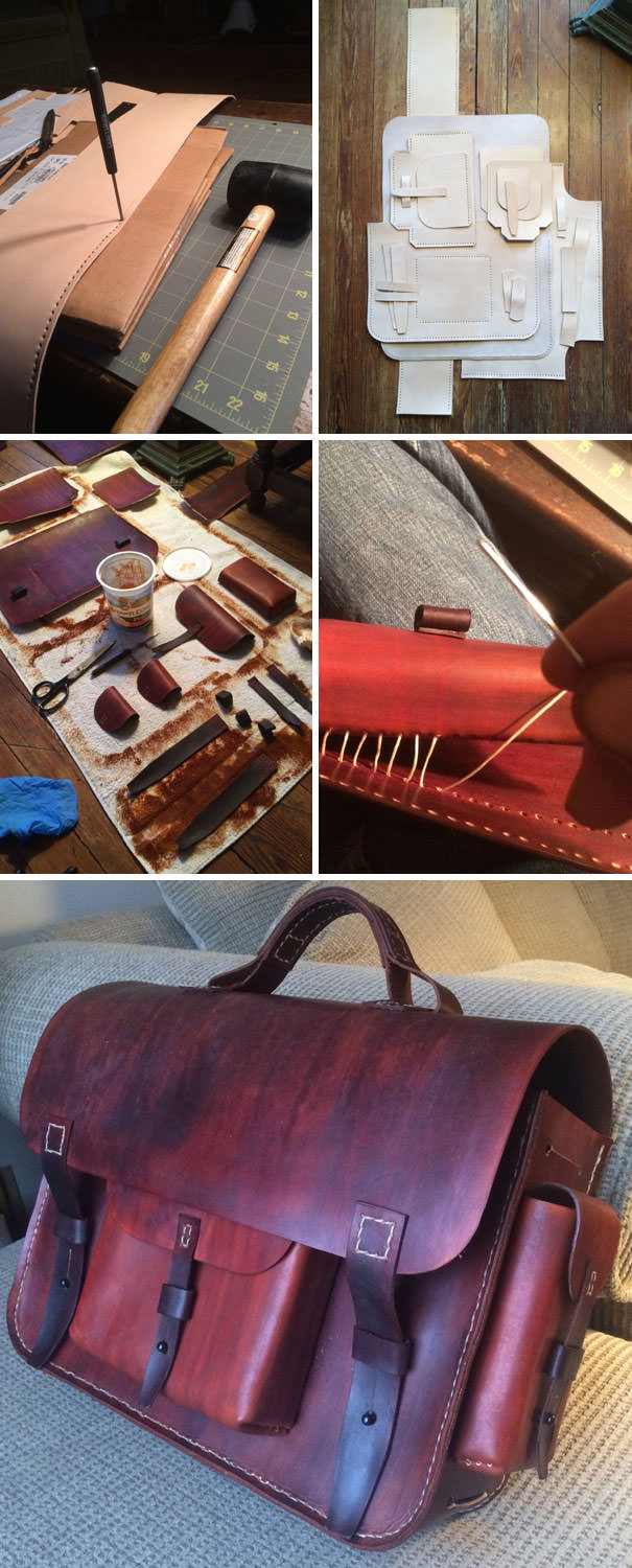 I made my supercool girlfriend a leather messenger bag for Christmas.