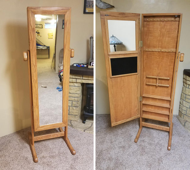 I made a birthday gift for my girlfriend - a mirror with a jewelry cabinet.