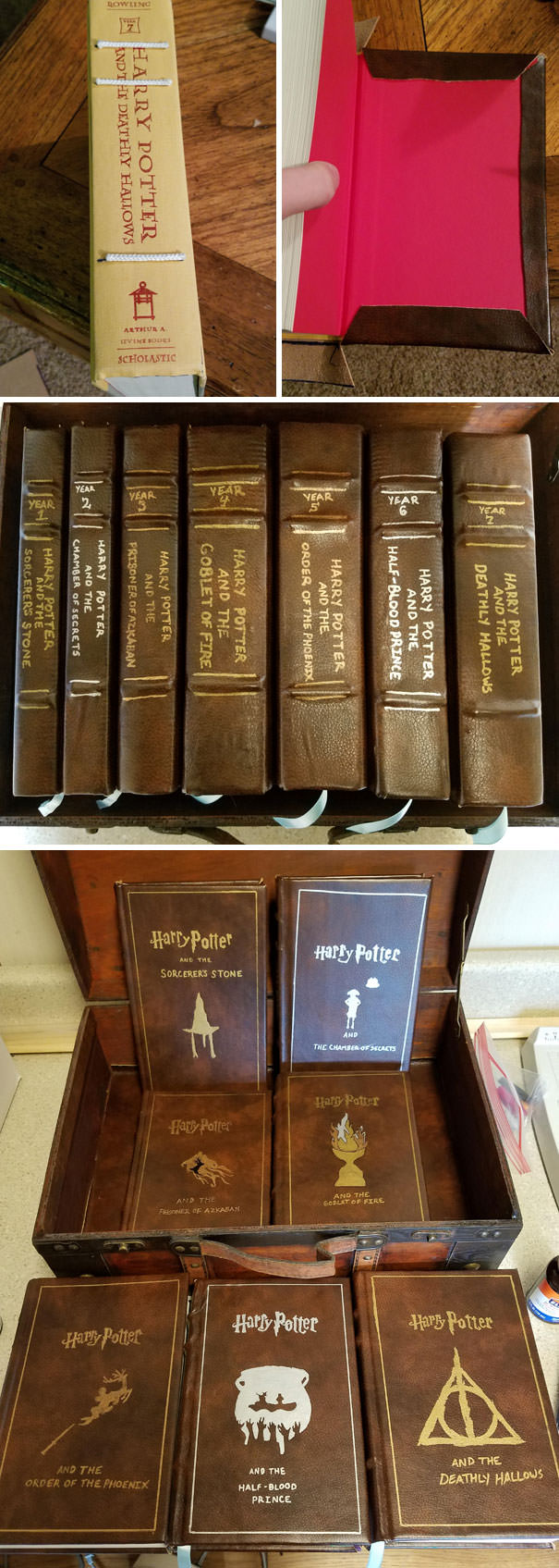 Made leather-bound copies of the Harry Potter books for my wife for Christmas.