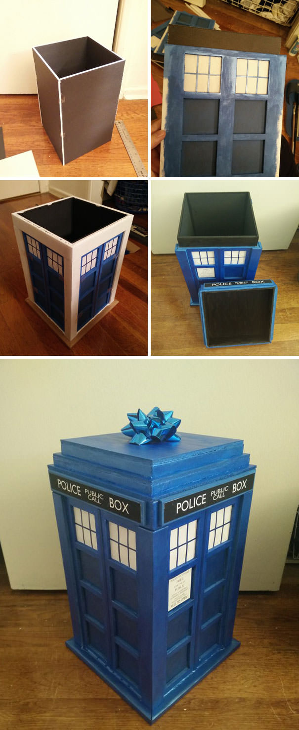 I made a TARDIS gift box for my girlfriend.