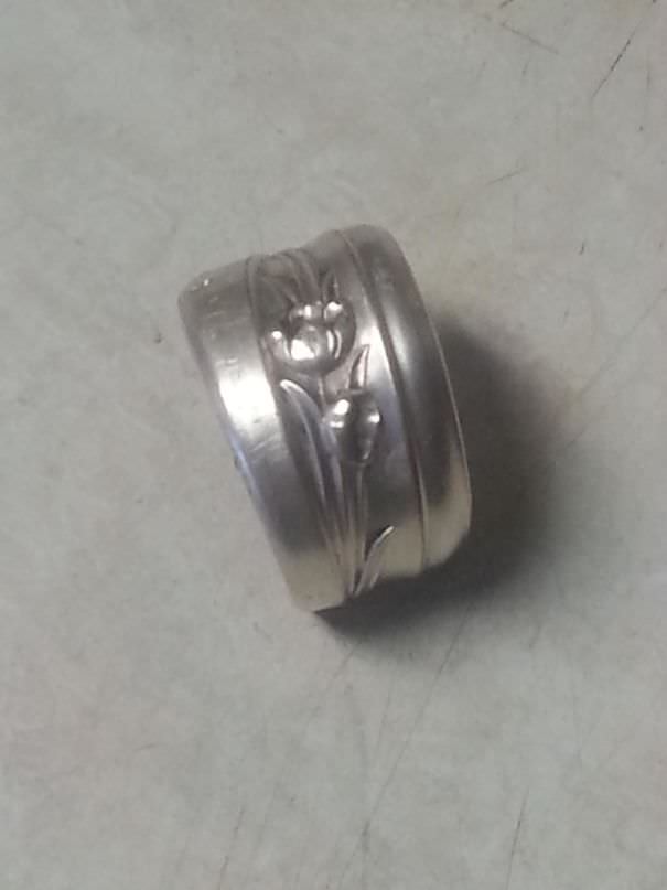 Silver ring I made for my wife from an old fork.
