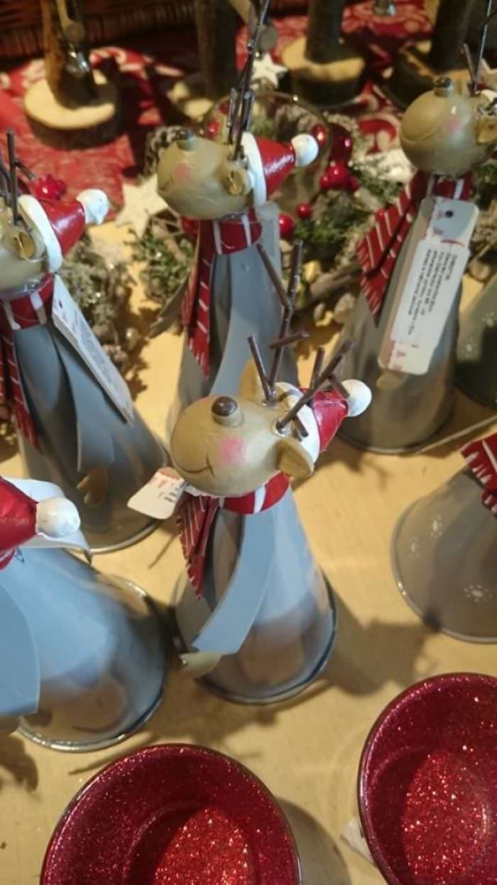 Someone decided these reindeer didn't need their eyes.