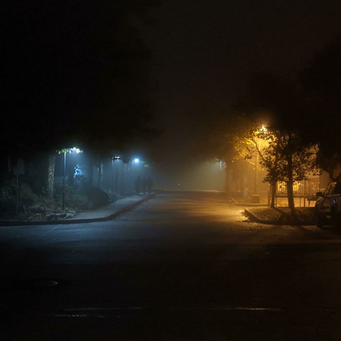 A photo I took on a foggy night at my college.