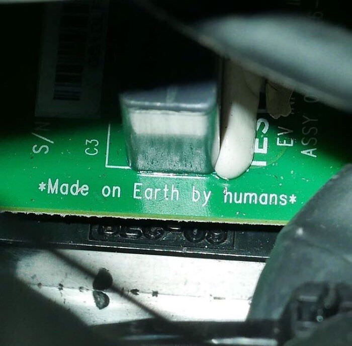 Made on Earth by humans.