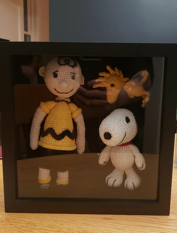 My mom spent a year crocheting these Charlie Brown dolls for me for Christmas.