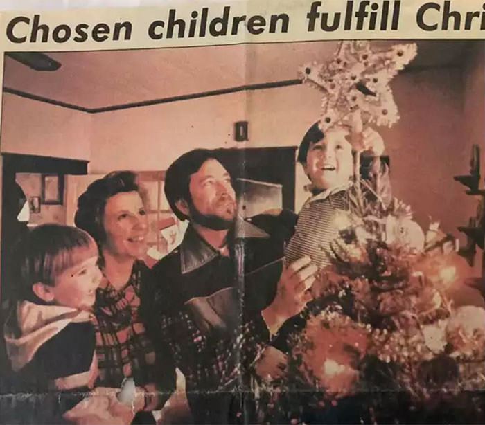 In 1987, my little brother and I got adopted for Christmas, and our local paper did a story about our new family.